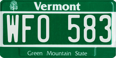 VT license plate WFO583