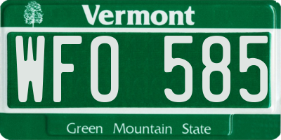 VT license plate WFO585