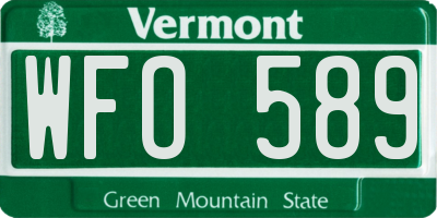 VT license plate WFO589