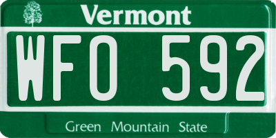 VT license plate WFO592