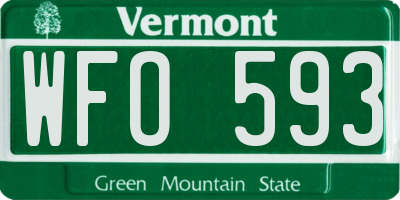 VT license plate WFO593