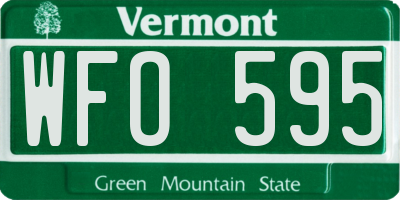 VT license plate WFO595