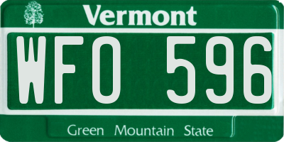 VT license plate WFO596