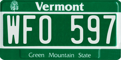 VT license plate WFO597