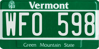 VT license plate WFO598