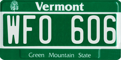 VT license plate WFO606