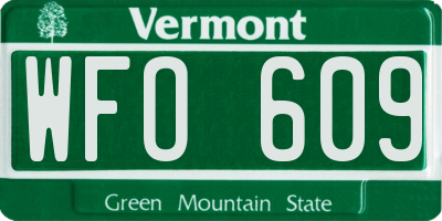 VT license plate WFO609