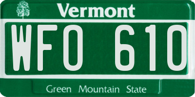 VT license plate WFO610