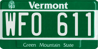 VT license plate WFO611