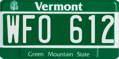 VT license plate WFO612