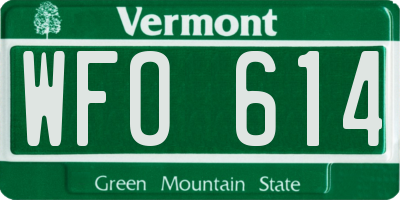 VT license plate WFO614