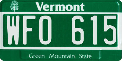 VT license plate WFO615