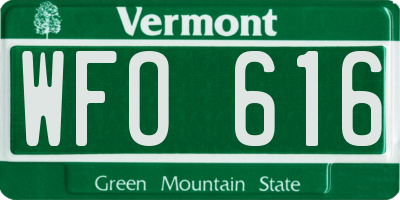 VT license plate WFO616