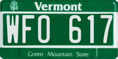 VT license plate WFO617