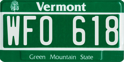 VT license plate WFO618