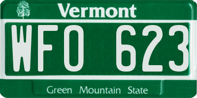 VT license plate WFO623