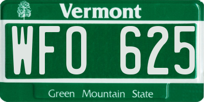 VT license plate WFO625