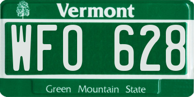 VT license plate WFO628