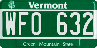 VT license plate WFO632
