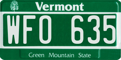 VT license plate WFO635