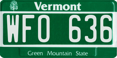 VT license plate WFO636