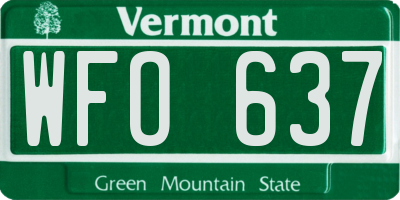 VT license plate WFO637