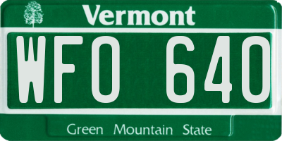 VT license plate WFO640