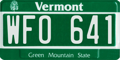 VT license plate WFO641