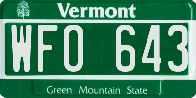 VT license plate WFO643