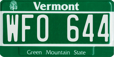 VT license plate WFO644
