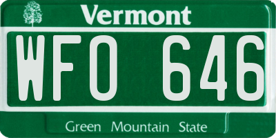 VT license plate WFO646