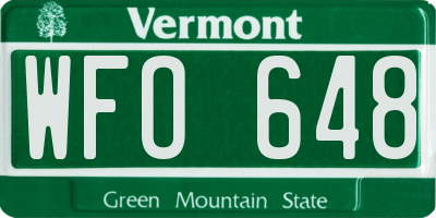 VT license plate WFO648