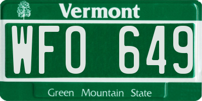 VT license plate WFO649