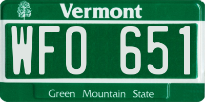 VT license plate WFO651