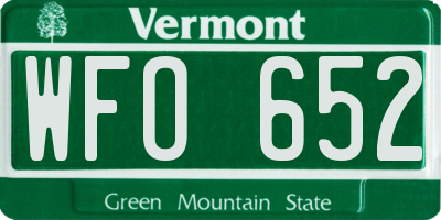 VT license plate WFO652