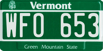 VT license plate WFO653