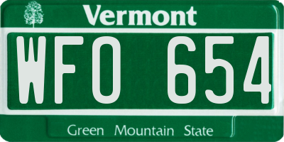 VT license plate WFO654