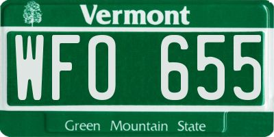 VT license plate WFO655