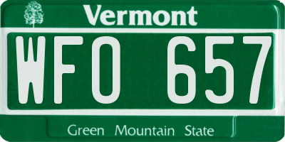 VT license plate WFO657
