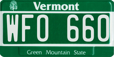 VT license plate WFO660