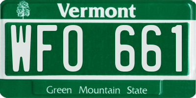VT license plate WFO661