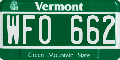 VT license plate WFO662