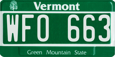 VT license plate WFO663