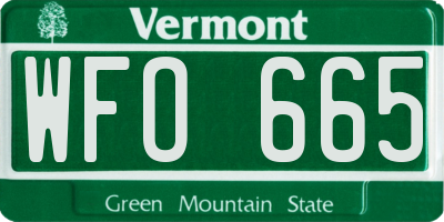 VT license plate WFO665