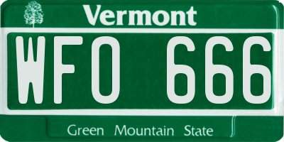 VT license plate WFO666