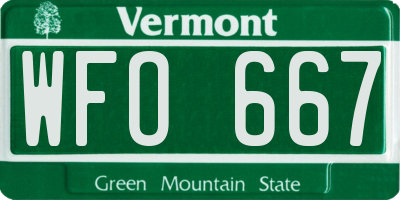 VT license plate WFO667