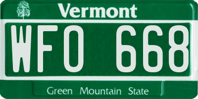 VT license plate WFO668