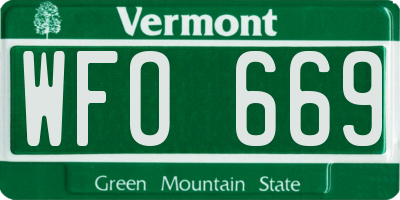 VT license plate WFO669