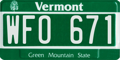 VT license plate WFO671