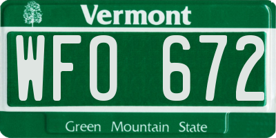 VT license plate WFO672